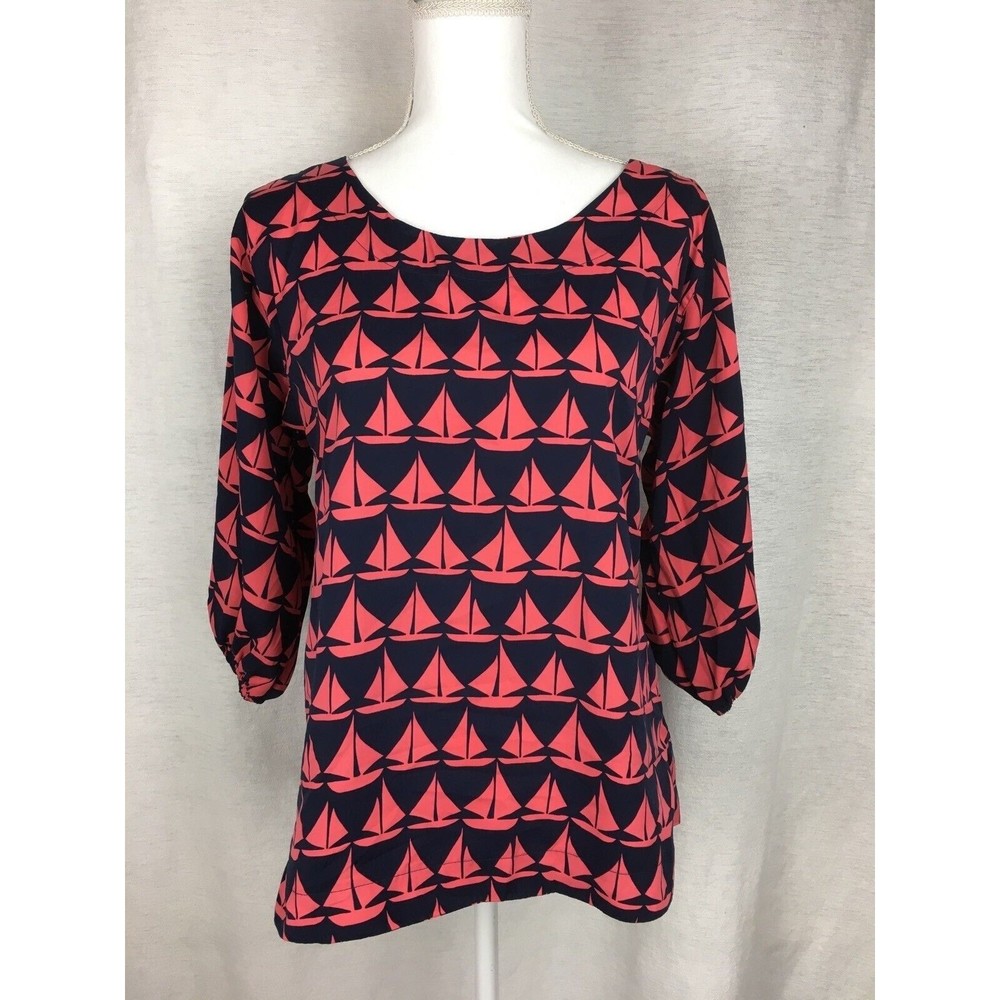 Old Navy Women’s Size S Small Black Orange Blouse Top Shirt 3/4 Sleeve